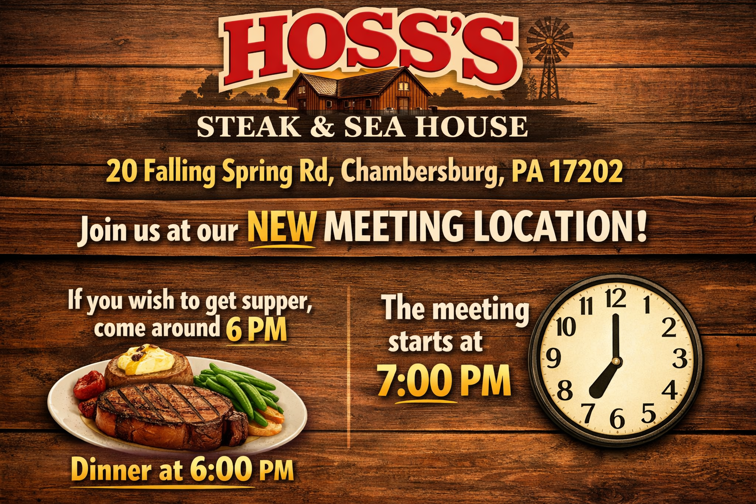 Hoss's Meeting Location Hoss's Meeting Location